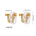 Detail view of baroque pearl earrings with golden rose inlay and screw-on clips - Hibiscus