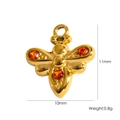 Golden bee pendant with red rhinestones, 11mm insect charm for DIY jewelry making - Small Bee-004 / Gold-Red Zirconia