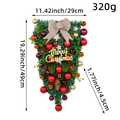 Adorno navideño de gota con bolas rojas doradas y piñas sobre pino artificial 49cm - J2-21 Estilo de piña natural