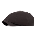 Gorra newsboy clásica de algodón marrón oscuro con diseño de ocho paneles y visera - Gris