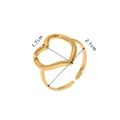 18k gold plated stainless steel open ring with heart shape design measuring 2.1cm - Heart Hollow Design (NB-R2023050)