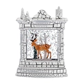 Christmas fireplace snow globe lantern with deer scene and white crackle finish - Fireplace Crackle Reindeer