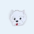 Detailed view of West Highland White Terrier enamel pin badge with vibrant red tongue detail - 4-West Highland White Terrier