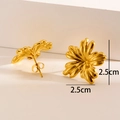 Exaggerated 18K gold plated titanium steel flower stud earrings measuring 2.5cm - Flower / Gold