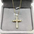 Collana a croce in argento S925 dorato con 11 zirconi cubici in una scatola regalo - Solo Ciondolo (Senza Catena) / Oro