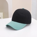 Classic two-tone baseball cap with black crown and light cyan brim for children - 54cm (3-8 Years) / Contrast Style - Black