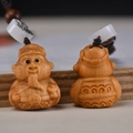 Portachiavi zodiaco in legno intagliato con cordino intrecciato per le chiavi - Portachiavi Dio della Ricchezza
