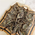 Elegant paisley square silk scarf in earthy brown and teal tones for versatile styling - Vintage Paisley