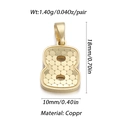 Detailed size specifications of the golden number 8 copper pendant with 18mm height - Gold Number 8 Pendant