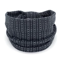 Bohemian style wide elastic headband featuring black grey and white polka dot pattern - 50