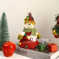 Plush Christmas snowman doll with red green scarf and Merry Christmas embroidery - Tree Shaped Snowman Bag