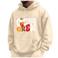 Beigefarbener Kapuzenpulli mit Cousin Crew Puten-Print und Kängurutasche für Thanksgiving - S / Beige