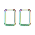 Rainbow gradient stainless steel rectangular hoop earrings in a minimalist trend style - Rectangle - Multicolor (Single Piece)