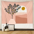 Bohemian tapestry featuring abstract sun and vase art for modern wall decor - Mld204 / 73X95CM (Brushed Fabric)