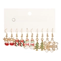 Lot de 5 paires de boucles d'oreilles de Noël avec rennes et bonhommes de neige - Styles Renne Bonhomme de Neige (E0067-1/5 Paires)