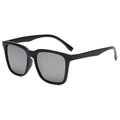 Classic black square frame sunglasses with grey lenses and a sleek modern design - Bright Black Frame Grey Mirror Lens