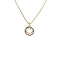 Collar chapado en oro con colgante de cara sonriente y circonitas de colores en fondo blanco - Oro Sonrisa Circón Color