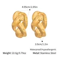 Detailed view of gold-tone chunky chain knot earrings showing dimensions and measurements - Gold (YYE025131-G)