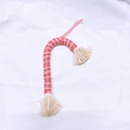 Handmade cotton candy cane Christmas ornament in coral pink and cream with tassels - Pink