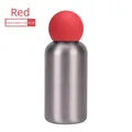 350ml matte silver stainless steel vacuum flask with a creative round red lid - Brushed Silver Body with Red Ball Lid