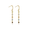 Elegant s925 silver gold-plated drop earrings with five multicolor claw-set gemstones - Drop Earrings [ME444]