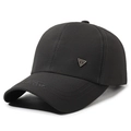 Classic black outdoor baseball cap for men with metal logo and embroidered lettering - Adjustable / Gray