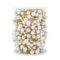 Chaîne plaquée or 18K avec perles d'imitation blanches mixtes sur bobine pour bijoux DIY - Chaîne de Perles * 1 Mètre (Perles 8mm+5mm)