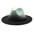 Modischer Filzhut mit grün-schwarzem Farbverlauf und braunem Lederband für Damen und Herren - M (56-58cm) / Minzgrün + Schwarz