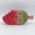 Watermelon popsicle shape evening clutch bag with red crystals and metal frame - Strawberry Popsicle