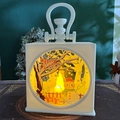 Weiße LED Weihnachtslaterne mit Schneemann-Silhouette und warmem Lichteffekt - Schneemann / Weiß