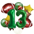American Football 13. Geburtstag Ballon Set mit grüner Nummer 13 und Sternfolienballons - Rugby Doppelnummer 13