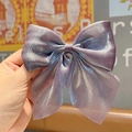 Elegant purple-blue gradient mermaid bow hair clip with shimmering glitter tulle fabric - Plum Purple Glitter