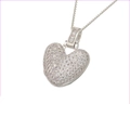 Silver-plated heart pendant necklace with cubic zirconia pave and box chain - Silver V