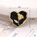 Spilla a cuore in smalto con rose in oro a rilievo, accessorio vintage per gioielli DIY - Rosa Cuore Oro