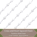 Chaîne en acier inoxydable argenté croix et cœur pour bijoux DIY paquet de 1 mètre - Chaîne Décorative Croix et Cœur / 1 Mètre/Paquet (5x14mm/5x10mm)