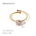 Ring aus 18 Karat vergoldetem Edelstahl mit ovalem Zirkon und verstellbarem Band - Weiß