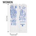 Women's white reflexology massage toe socks with blue printed meridian acupoint map - Women's Socks (Without Stick)