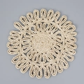 Handwoven corn husk placemat with petal-shaped edges in a natural beige finish - Fine Braided Flower 30cm