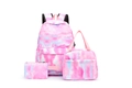 Three-piece school bag set featuring pink and blue tie-dye backpack and lunch bag - Ink Rose Red