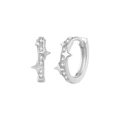 S925 sterling silver star hoop earrings with zircon stones on white background - Silver / Star Zirconia
