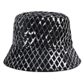 Macro detail of black sequin bucket hat showing shimmering silver diamond pattern - M (56-58cm) / Black Silver Sequin (04)