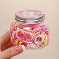 Set di elastici a spirale colorati in barattolo trasparente con tappo in metallo - Barattolo / 1# Anelli Filettati Rosa Coreano (300 Pezzi)