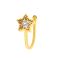 Star-shaped golden non-pierced nose clip with sparkling zircon stone and beaded edge - Pentagram Style (WG-1279) / Gold
