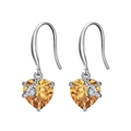 Elegant 925 sterling silver drop earrings with yellow heart-shaped crystals - Silver Yellow Heart Style (SE343-11X)