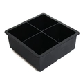 Food-grade black 4-cavity square silicone ice cube tray mold for freezer storage - 4-Cavity Square Black