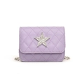 Purple quilted faux leather crossbody bag for kids with silver rhinestone star decoration - Purple