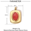 Technical size diagram for red natural stone and gold stainless steel flower pendant - VG848-Gold Square Red Stone (Pack of 3)
