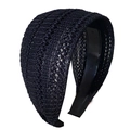 Classic black mesh wide headband with breathable fabric and plastic lining - Black