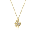 Golden sunburst pendant necklace with sparkling pavé crystals on elegant link chain - Single Piece / 18K Gold Sun