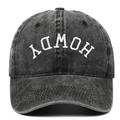 Berretto da baseball in cotone grigio scuro lavato con ricamo Howdy bianco - Regolabile / Nero